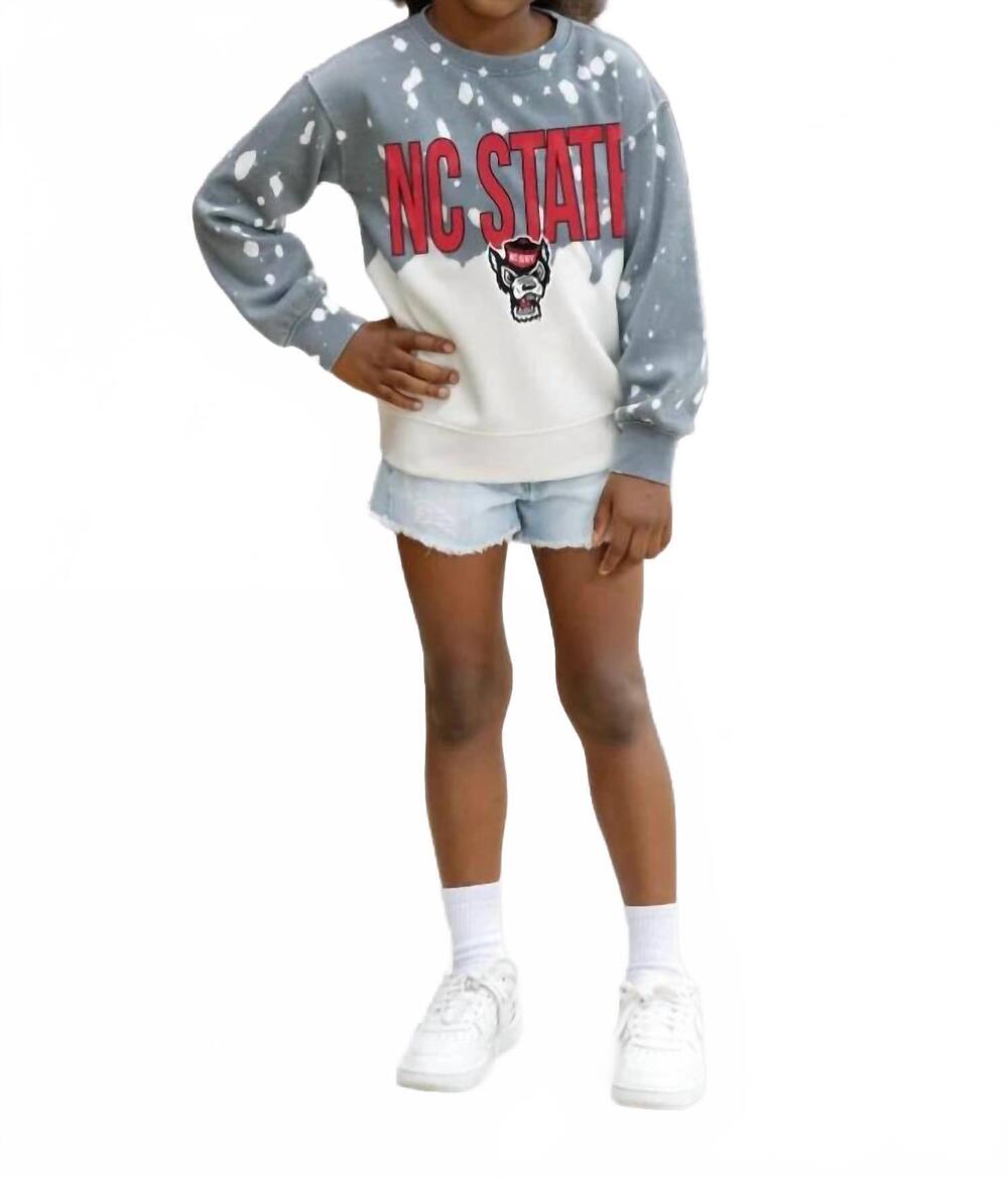 NEW GAMEDAY COUTURE north carolina state wolfpack faded crewneck sweater in grey
